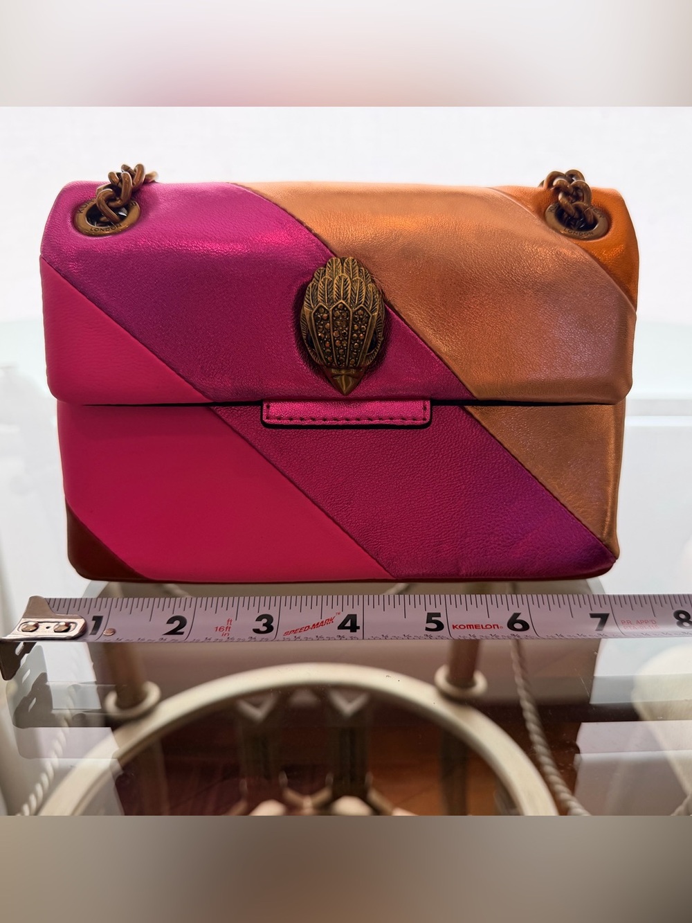 Kurt Geiger Metallic Pink and Copper Colorblock Shoulder Bag - Picture 2 of 9